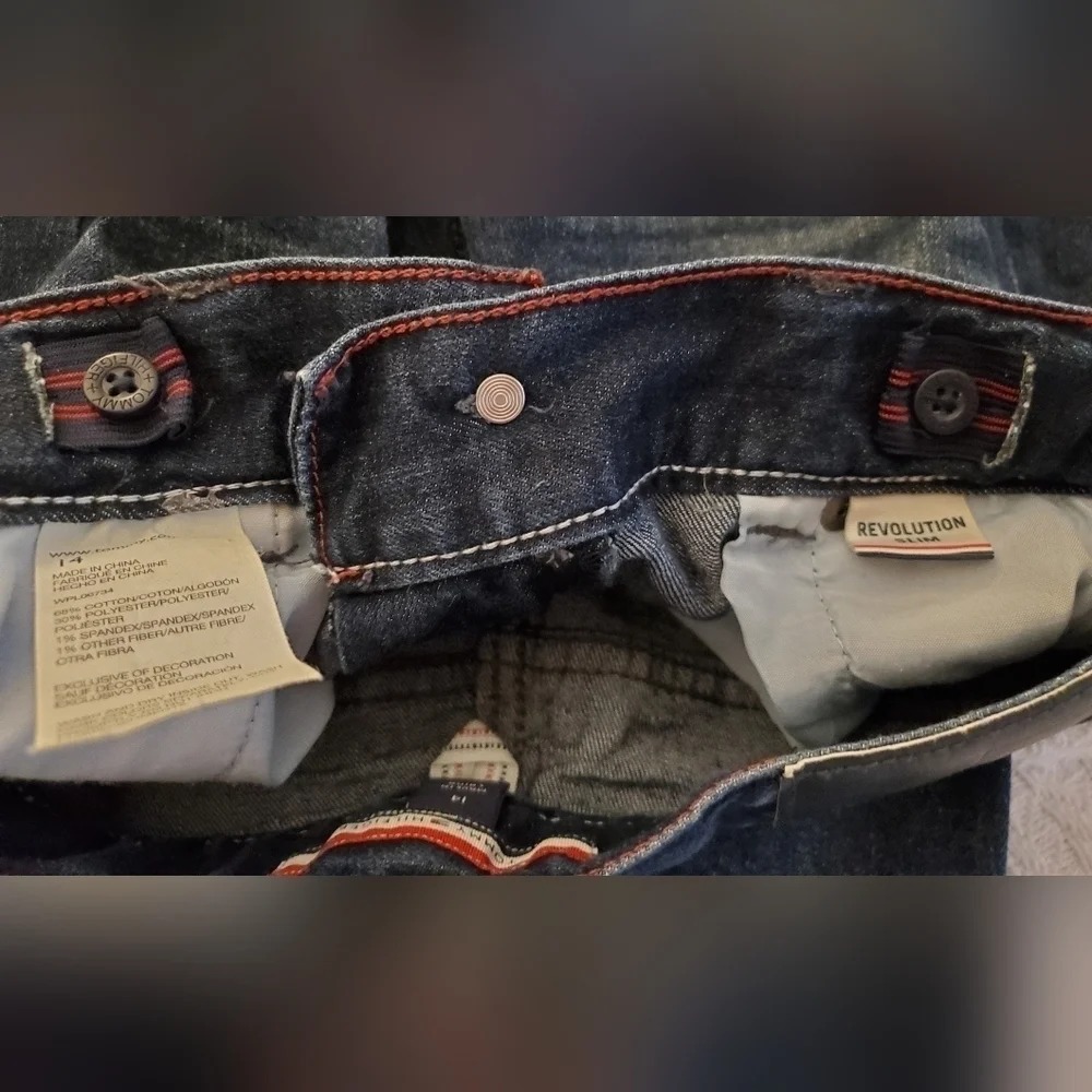 Vintage Y2K Girl's Tommy Hilfiger Distressed Blue Cotton Blend Jeans size 14
